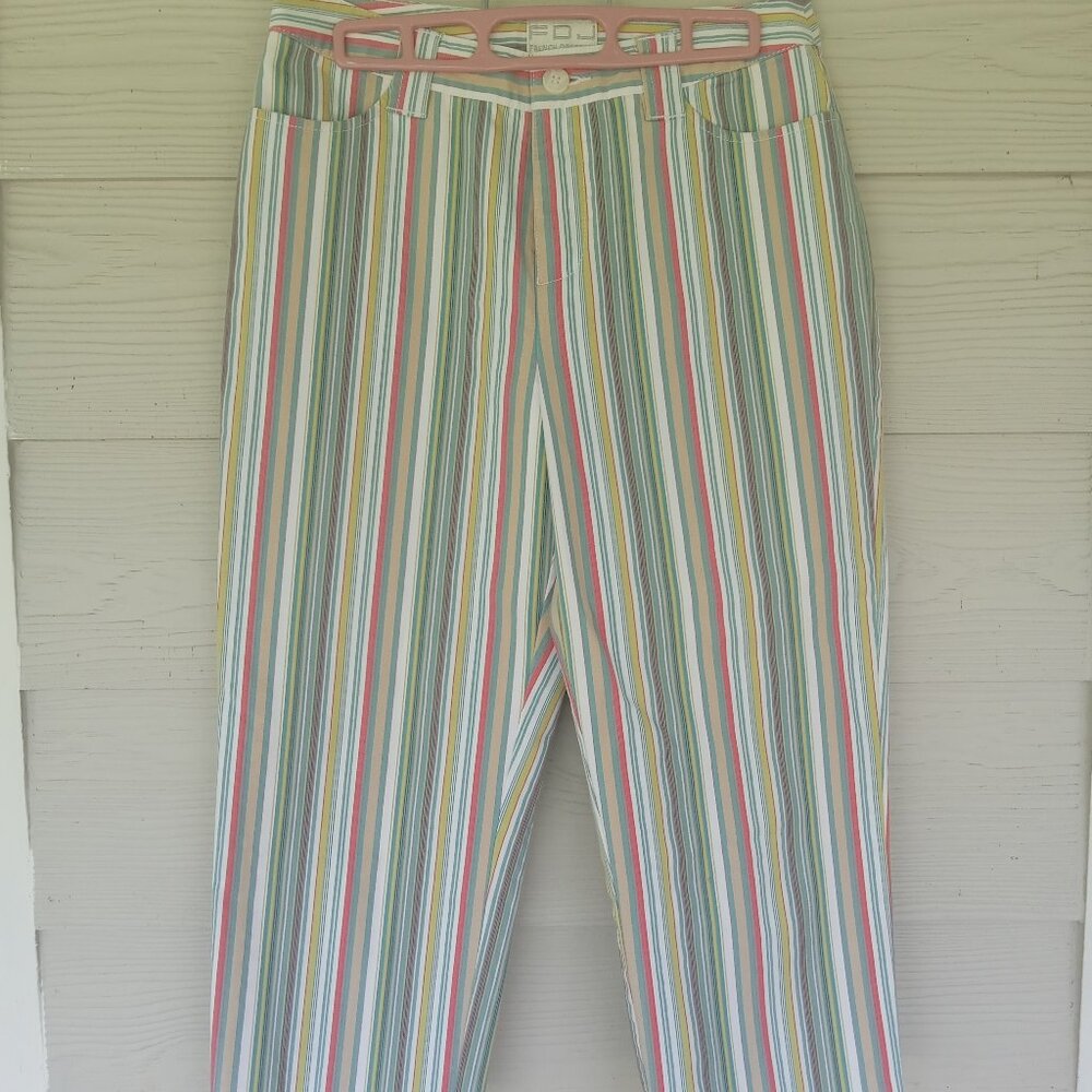Vintage Women's French Dressing Capri Sz 6 Textured Stripe Pattern French Beach